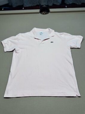 Lacoste Men’s Pale Pink Polo with Green Crocodile Logo